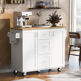 Runesay White Mdf Base with Mdf Wood Top Rolling Kitchen Island (17-in x 50-in x 36.85-in)