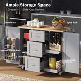 Runesay Gray Mdf Base with Mdf Wood Top Rolling Kitchen Island (17-in x 50-in x 36.85-in)