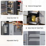 Runesay Gray Mdf Base with Mdf Wood Top Rolling Kitchen Island (17-in x 50-in x 36.85-in)