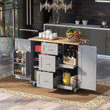 Runesay Gray Mdf Base with Mdf Wood Top Rolling Kitchen Island (17-in x 50-in x 36.85-in)