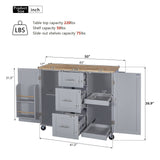 Runesay Gray Mdf Base with Mdf Wood Top Rolling Kitchen Island (17-in x 50-in x 36.85-in)