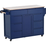 Runesay Blue Mdf Base with Mdf Wood Top Rolling Kitchen Island (18.5-in x 53.15-in x 37-in)