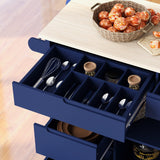 Runesay Blue Mdf Base with Mdf Wood Top Rolling Kitchen Island (18.5-in x 53.15-in x 37-in)