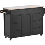 Runesay Black Mdf Base with Mdf Wood Top Rolling Kitchen Island (18.5-in x 53.15-in x 37-in)