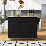 Runesay Black Mdf Base with Mdf Wood Top Rolling Kitchen Island (18.5-in x 53.15-in x 37-in)