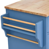 Runesay Blue Mdf Base with Mdf Wood Top Rolling Kitchen Island (18.1-in x 52.8-in x 36.2-in)