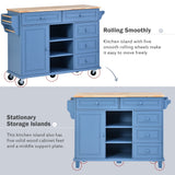 Runesay Blue Mdf Base with Mdf Wood Top Rolling Kitchen Island (18.1-in x 52.8-in x 36.2-in)