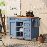 Runesay Blue Mdf Base with Mdf Wood Top Rolling Kitchen Island (18.1-in x 52.8-in x 36.2-in)