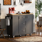 Runesay Black Mdf Base with Mdf Wood Top Rolling Kitchen Island (17-in x 50-in x 36.85-in)