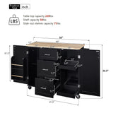 Runesay Black Mdf Base with Mdf Wood Top Rolling Kitchen Island (17-in x 50-in x 36.85-in)