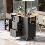Runesay Black Mdf Base with Mdf Wood Top Rolling Kitchen Island (17-in x 50-in x 36.85-in)