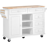Runesay White Mdf Base with Mdf Wood Top Rolling Kitchen Island (18.1-in x 52.8-in x 36.2-in)