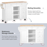 Runesay White Mdf Base with Mdf Wood Top Rolling Kitchen Island (18.1-in x 52.8-in x 36.2-in)