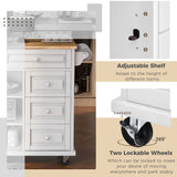 Runesay White Mdf Base with Mdf Wood Top Rolling Kitchen Island (18.1-in x 52.8-in x 36.2-in)