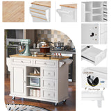 Runesay White Mdf Base with Mdf Wood Top Rolling Kitchen Island (18.1-in x 52.8-in x 36.2-in)