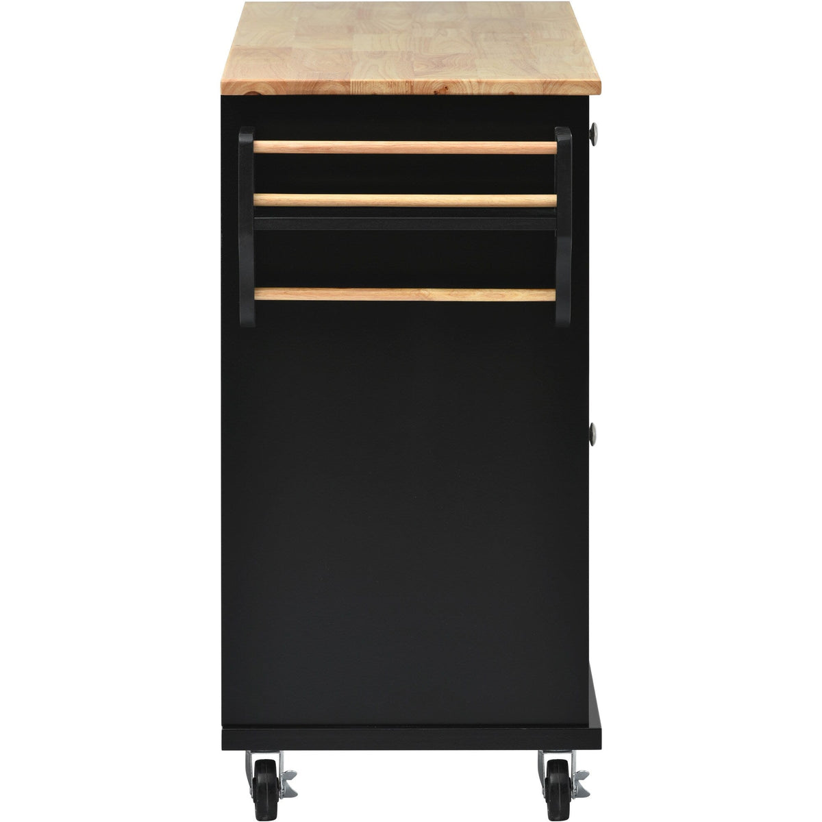 Runesay Black Mdf Base with Mdf Wood Top Rolling Kitchen Island (18.1-in x 52.8-in x 36.2-in)