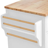 Runesay White Mdf Base with Mdf Wood Top Rolling Kitchen Island (18.1-in x 52.8-in x 36.2-in)