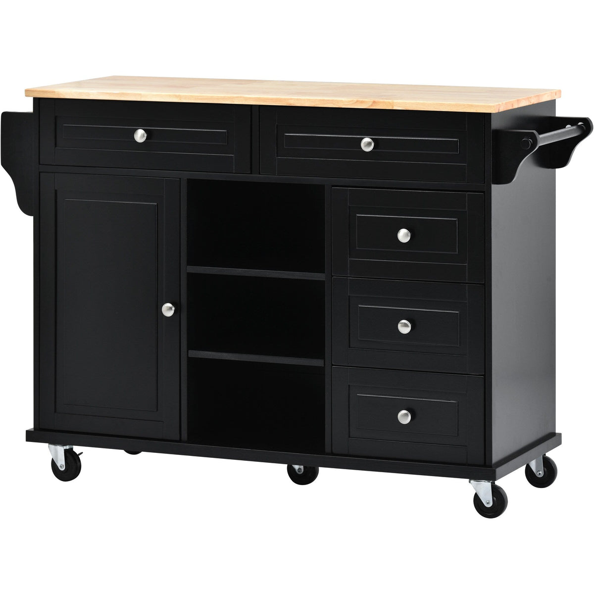 Runesay Black Mdf Base with Mdf Wood Top Rolling Kitchen Island (18.1-in x 52.8-in x 36.2-in)