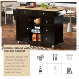 Runesay Black Mdf Base with Mdf Wood Top Rolling Kitchen Island (18.1-in x 52.8-in x 36.2-in)