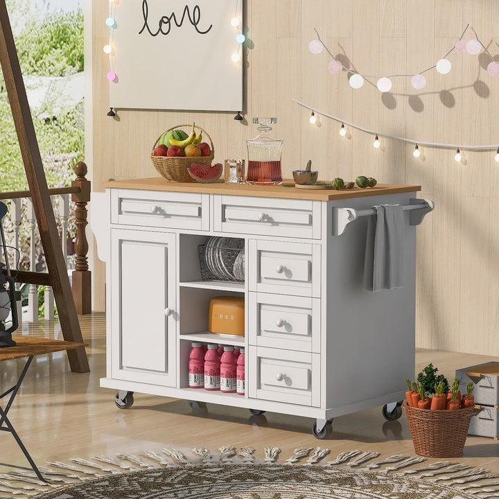 Runesay White Mdf Base with Mdf Wood Top Rolling Kitchen Island (18.1-in x 52.8-in x 36.2-in)