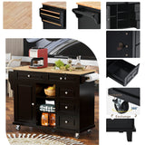 Runesay Black Mdf Base with Mdf Wood Top Rolling Kitchen Island (18.1-in x 52.8-in x 36.2-in)