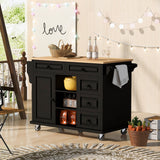 Runesay Black Mdf Base with Mdf Wood Top Rolling Kitchen Island (18.1-in x 52.8-in x 36.2-in)