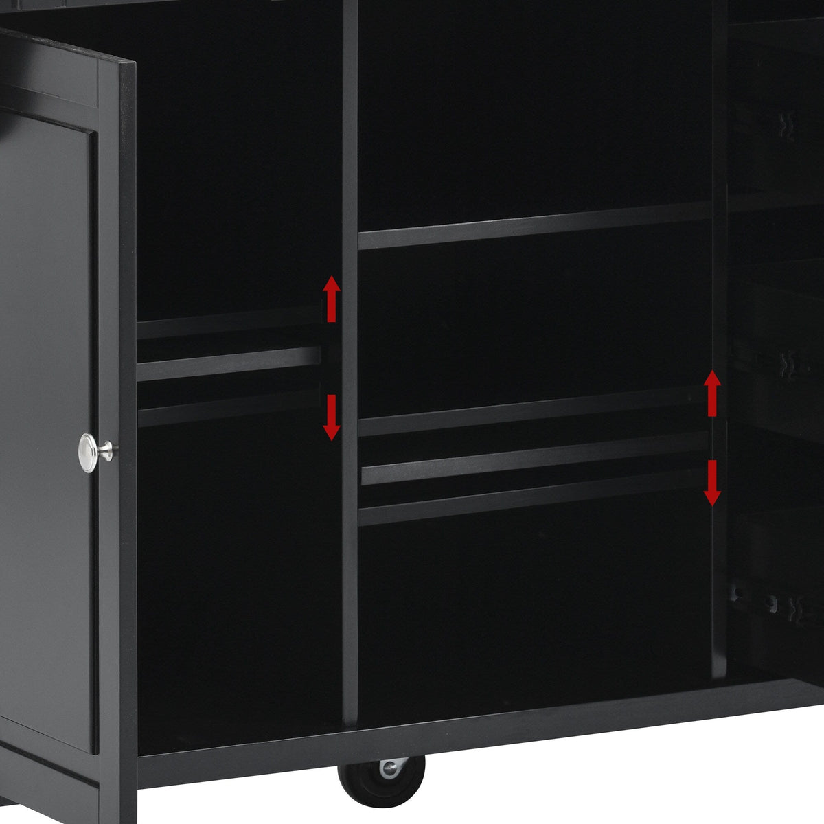 Runesay Black Mdf Base with Mdf Wood Top Rolling Kitchen Island (18.1-in x 52.8-in x 36.2-in)