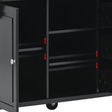 Runesay Black Mdf Base with Mdf Wood Top Rolling Kitchen Island (18.1-in x 52.8-in x 36.2-in)