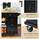 Runesay Black Mdf Base with Mdf Wood Top Rolling Kitchen Island (18.1-in x 52.8-in x 36.2-in)