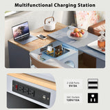 Runesay Gray Mdf Base with Mdf Wood Top Rolling Kitchen Island (16.92-in x 41.11-in x 38.22-in)