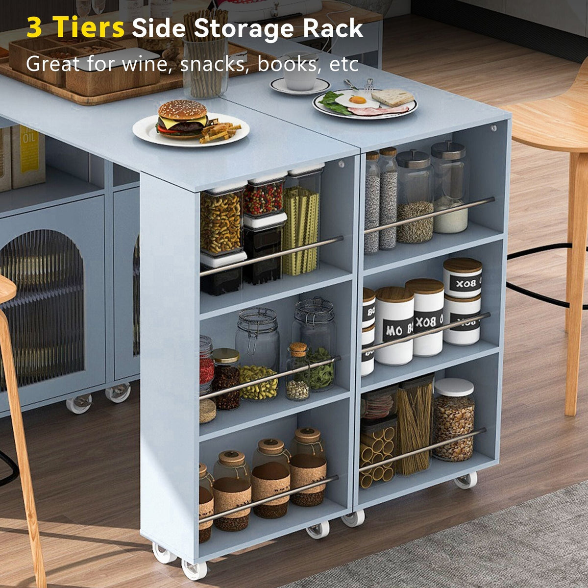 Runesay Gray Mdf Base with Mdf Wood Top Rolling Kitchen Island (16.92-in x 41.11-in x 38.22-in)