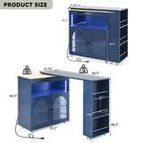 Runesay Blue Mdf Base with Mdf Wood Top Rolling Kitchen Island (16.92-in x 41.11-in x 38.22-in)