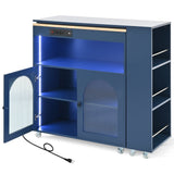 Runesay Blue Mdf Base with Mdf Wood Top Rolling Kitchen Island (16.92-in x 41.11-in x 38.22-in)