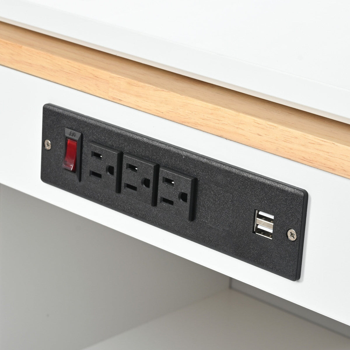 Runesay White Mdf Base with Mdf Wood Top Rolling Kitchen Island (16.92-in x 41.11-in x 38.22-in)
