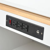 Runesay White Mdf Base with Mdf Wood Top Rolling Kitchen Island (16.92-in x 41.11-in x 38.22-in)