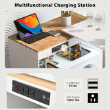 Runesay White Mdf Base with Mdf Wood Top Rolling Kitchen Island (16.92-in x 41.11-in x 38.22-in)