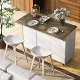 Runesay White Mdf Base with Mdf Wood Top Rolling Kitchen Island (25.7-in x 51.57-in x 36.7-in)