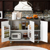 Runesay White Mdf Base with Mdf Wood Top Rolling Kitchen Island (25.7-in x 51.57-in x 36.7-in)