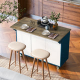 Runesay Blue Mdf Base with Mdf Wood Top Rolling Kitchen Island (25.7-in x 51.57-in x 36.7-in)