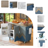 Runesay Blue Mdf Base with Mdf Wood Top Rolling Kitchen Island (25.7-in x 51.57-in x 36.7-in)