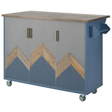 Runesay Blue Mdf Base with Mdf Wood Top Rolling Kitchen Island (25.7-in x 51.57-in x 36.7-in)