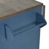 Runesay Blue Mdf Base with Mdf Wood Top Rolling Kitchen Island (25.7-in x 51.57-in x 36.7-in)