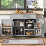 Runesay Blue Mdf Base with Mdf Wood Top Rolling Kitchen Island (25.7-in x 39-in x 34-in)