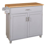 Runesay Blue Mdf Base with Mdf Wood Top Rolling Kitchen Island (25.7-in x 39-in x 34-in)