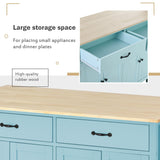 Runesay Green Mdf Base with Mdf Wood Top Rolling Kitchen Island (18.5-in x 54.33-in x 36.22-in)