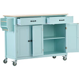 Runesay Green Mdf Base with Mdf Wood Top Rolling Kitchen Island (18.5-in x 54.33-in x 36.22-in)
