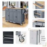Runesay Black Mdf Base with Mdf Wood Top Rolling Kitchen Island (18.5-in x 54.33-in x 36.22-in)