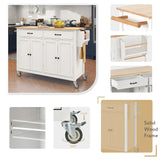 Runesay White Mdf Base with Mdf Wood Top Rolling Kitchen Island (18.5-in x 54.33-in x 36.22-in)
