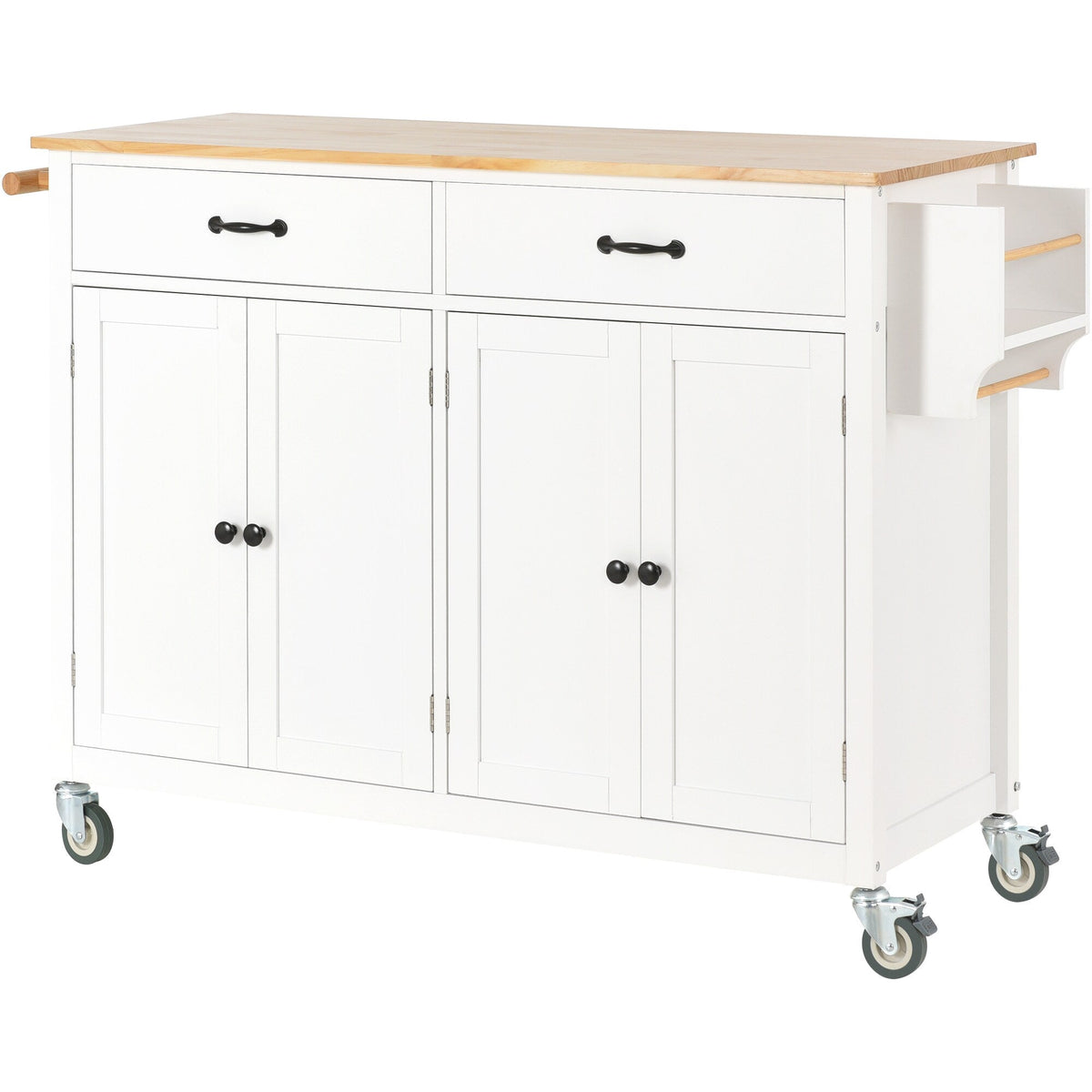 Runesay White Mdf Base with Mdf Wood Top Rolling Kitchen Island (18.5-in x 54.33-in x 36.22-in)