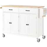 Runesay White Mdf Base with Mdf Wood Top Rolling Kitchen Island (18.5-in x 54.33-in x 36.22-in)